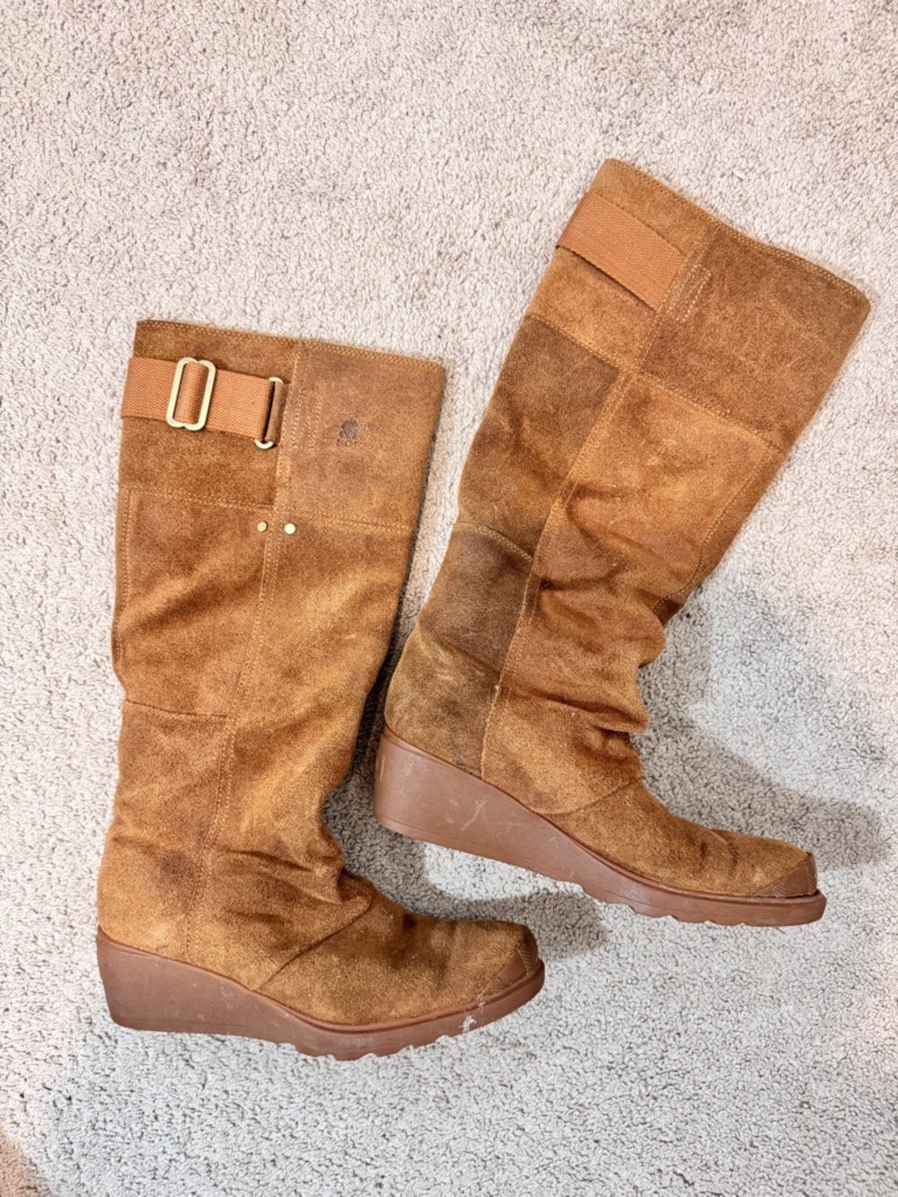 Sorel Toronto Wedge Boots Elk Suede Waterproof Tall Boho Western Womens 9.5 C49 - Picture 7 of 11